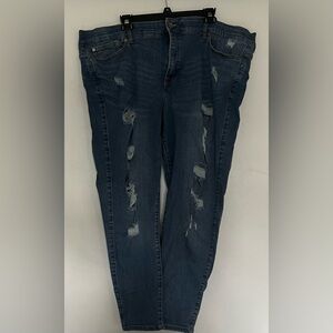 Torrid Blue Skinny Jeans with Distressed Details
